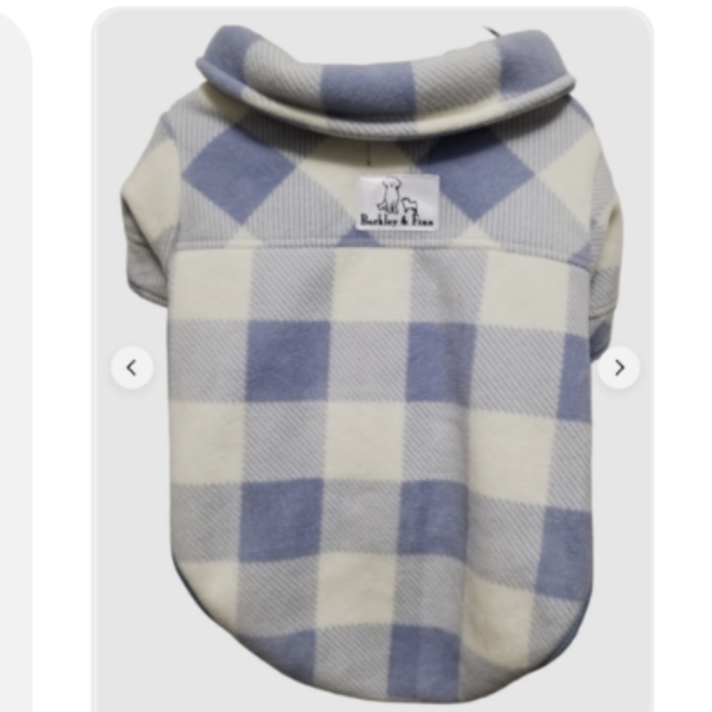 Barkley & Finn Pet Dog Fleece Lined Winter Sleeved Coat Jacket MEDIUM Blue Plaid